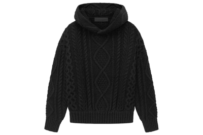 Pre-owned Fear Of God Kids Cable Knit Hoodie Black