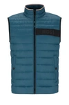 Hugo Boss Water-repellent Padded Gilet With 3d Logo Tape In Turquoise