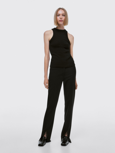 Massimo Dutti Geripptes Neckholder-top In Black