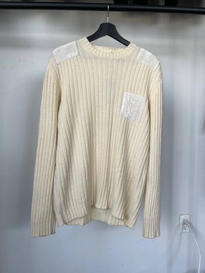 Pre-owned Helmut Lang Creme Military Ribbed Knit With Patches In White