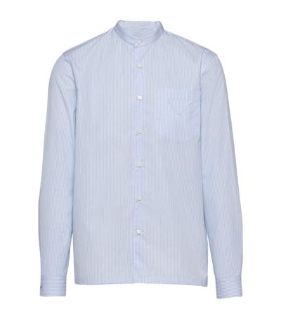 Prada Chest Pocket Striped Shirt In Blue