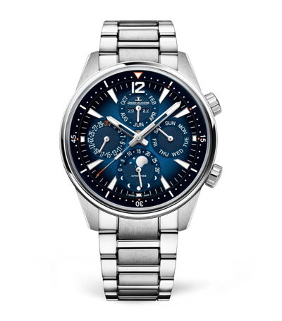 Jaeger-lecoultre Stainless Steel Polaris Perpetual Calendar Watch 42mm In Blue