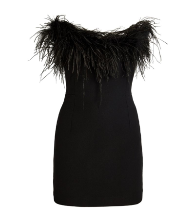 The New Arrivals Ilkyaz Ozel Feather-trim Cynthia Mini Dress In Black