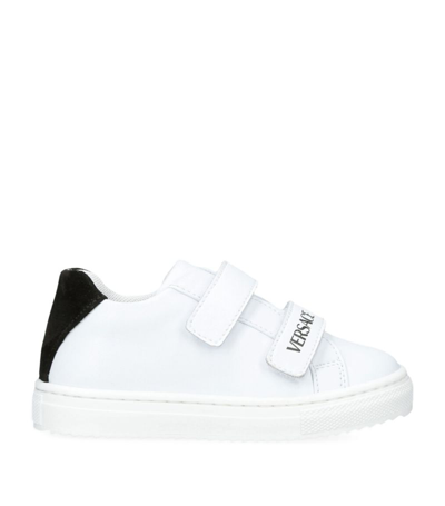 Young Versace Versace Kids Leather Low-top Sneakers In Bianco