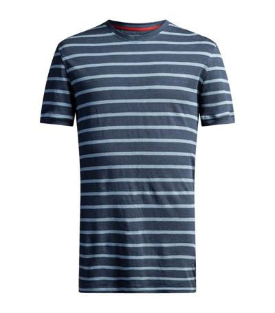 Isaia Linen Striped T-shirt In Blue
