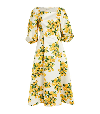 Emilia Wickstead Gabby Floral-print Faille Midi Dress In Yellow