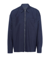 Prada Zip-front Silk Shirt In Blue