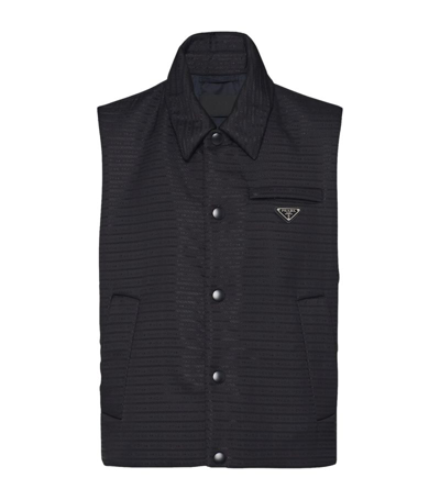 Prada Logo Plaque Padded Vest In Nero