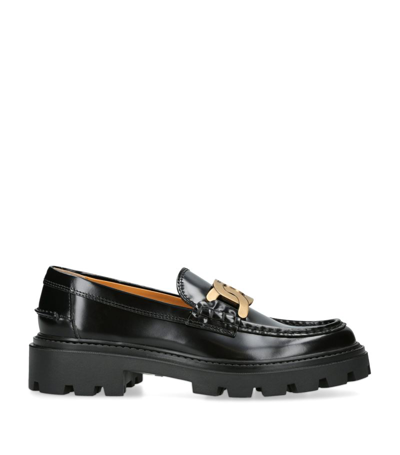 Tod's Chain Loafers Flat Shoes Black