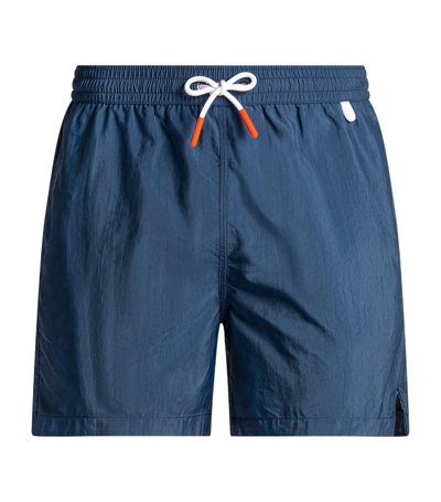 Isaia Logo-pocket Swim Shorts In Navy