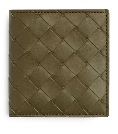 Bottega Veneta Leather Intrecciato Slim Bifold Wallet In Grey