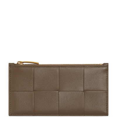 Bottega Veneta Leather Cassette Zipped Card Holder In Brown