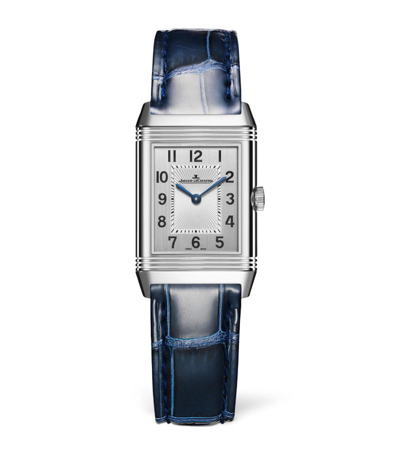 Jaeger-lecoultre Small Stainless Steel And Diamond Reverso Classic Duetto Watch 21mm In Silver