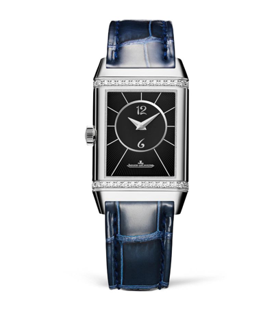 Jaeger-lecoultre Stainless Steel And Diamond Reverso Classic Duetto Watch 24.4mm In Silver