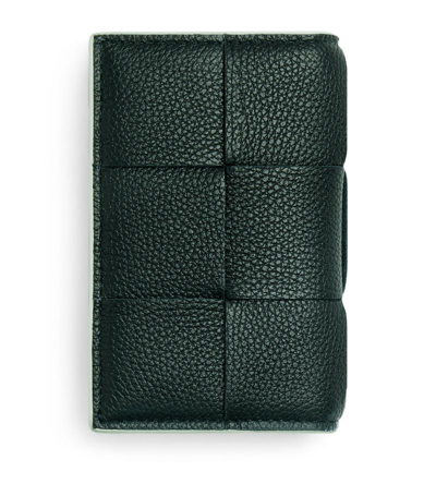 Bottega Veneta Leather Cassette Flap Wallet In Green