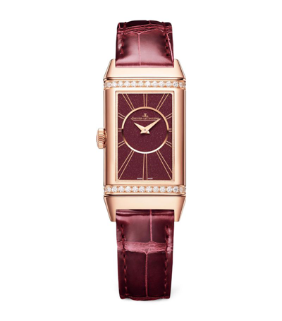 Jaeger-lecoultre Rose Gold And Diamond Reverso One Duetto Watch 20mm In Silver