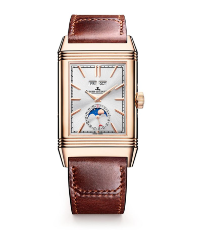Jaeger-lecoultre Rose Gold Reverso Tribute Duoface Calendar Watch 29.9mm In Silver