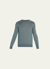 Brioni Men's Cashmere-silk Crewneck Sweater In Reseda