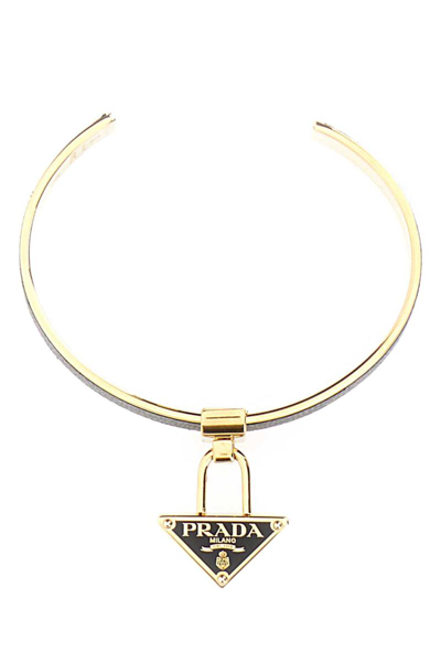 Prada Triangle Logo Charm Bracelet In Multicolor