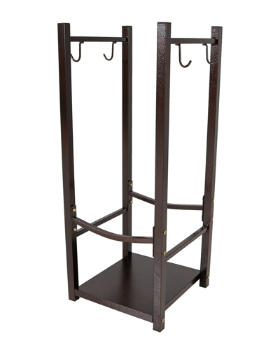 Sunnydaze Log Rack With Tool Holders Steel With Blakc Finish Firewood Storage In Bronze