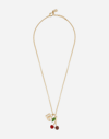 Dolce & Gabbana Necklace With Dg Logo And Cherry Charms In Gold
