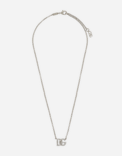 Dolce & Gabbana Fine Link Necklace With Dg Logo In Silver_palladium