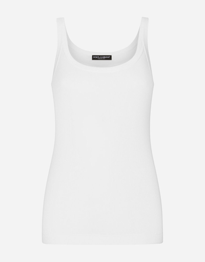 Dolce & Gabbana Fine-rib Cotton Singlet In Optical_white