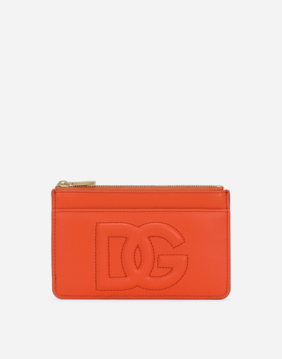 Dolce & Gabbana Medium Dg Logo Card Holder In Orange