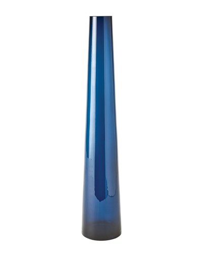 Global Views Large Glass Tower Vase In Blue