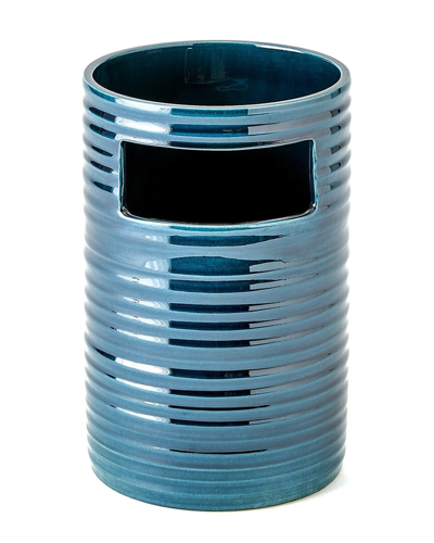 Global Views Small Cut Out Vase In Blue