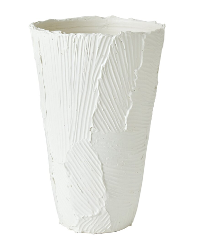 Global Views Tall Chip Vase In White