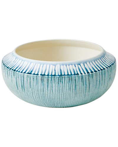 Global Views Striped Flair Bowl In Blue