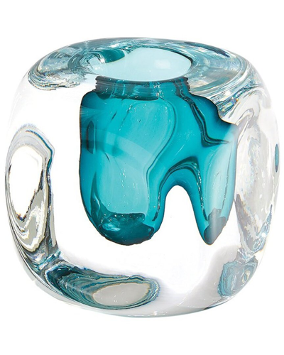 Global Views Square Vase In Blue