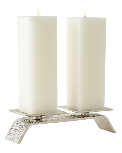 Global Views Double Torch Candleholder In Nickel