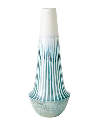 Global Views Large Striped Flair Vase In White