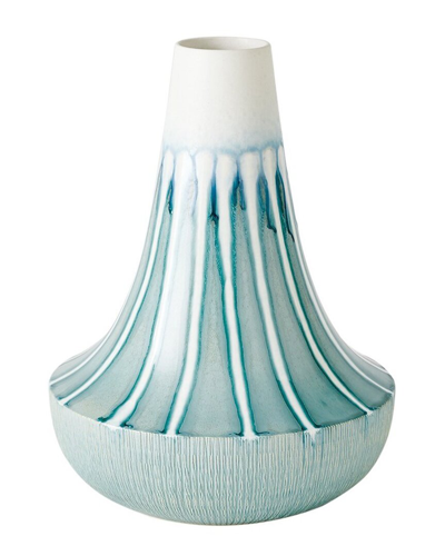 Global Views Small Striped Flair Vase In Blue