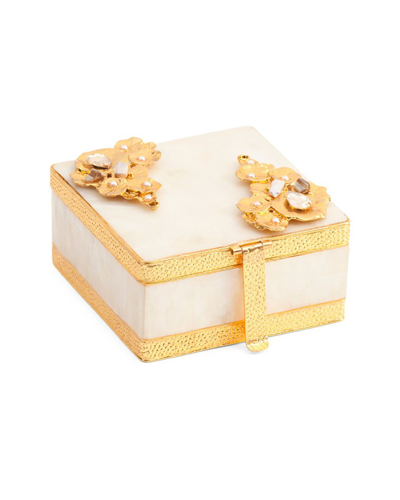 Tiramisu Mother-of-pearl Jewelry Box With Floral Detailing In Neutral