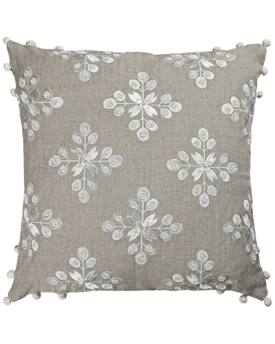 Lr Home Hand-woven Floral Linen Throw Pillow