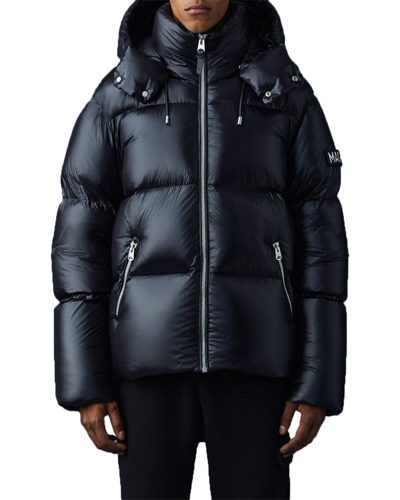 Mackage Mikko Leather Down Jacket With Removable Hood In Black