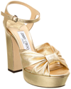 Jimmy Choo 120mm Heloise Metallic Leather Sandals In Gold