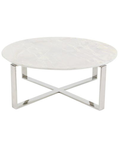 Peyton Lane Ceramic Coffee Table With Marble Top In Blue