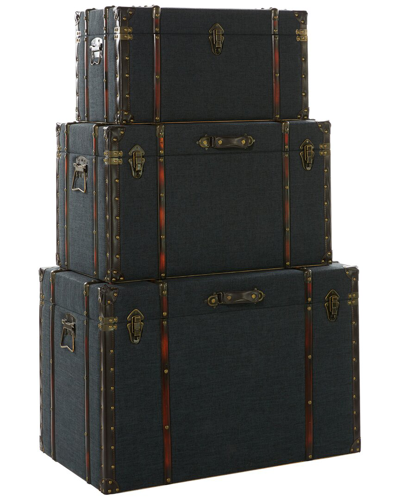 Peyton Lane Set Of 3 Linen Nesting Upholstered Trunks