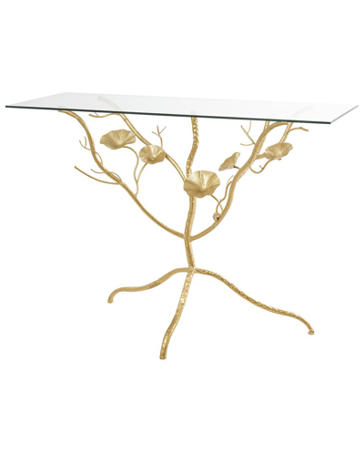 Peyton Lane Floral Branch Glass-top Console Table