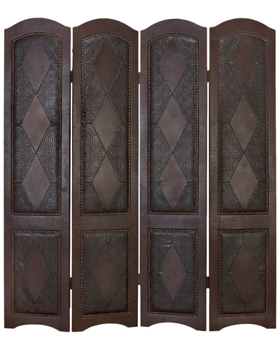 Peyton Lane Hinged 4-panel Room Divider Screen In Brown
