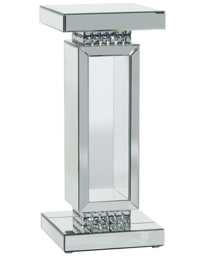 Peyton Lane Glass Mirrored Pedestal Table In Gray