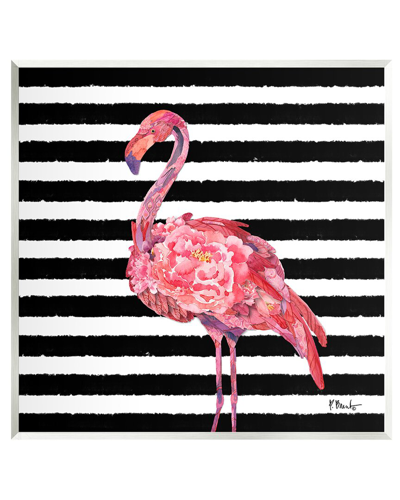 Stupell Blossoming Pink Flamingo Stripes Wall Plaque Wall Art By Paul Brent