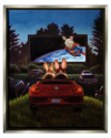 STUPELL ROMANTIC BUNNY MOVIE DRIVE-IN FRAMED FLOATER CANVAS WALL ART BY LUCIA HEFFERNAN