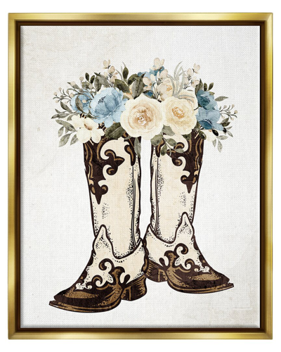 Stupell Cowboy Boot Mixed Flower Bouquet Framed Floater Canvas Wall Art By Kim Allen