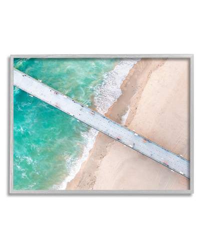Stupell Aerial Ocean Beach Bridge Framed Giclee Wall Art By Jeff Poe