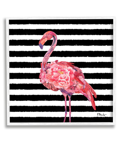 Stupell Blossoming Pink Flamingo Stripes Framed Giclee Wall Art By Paul Brent